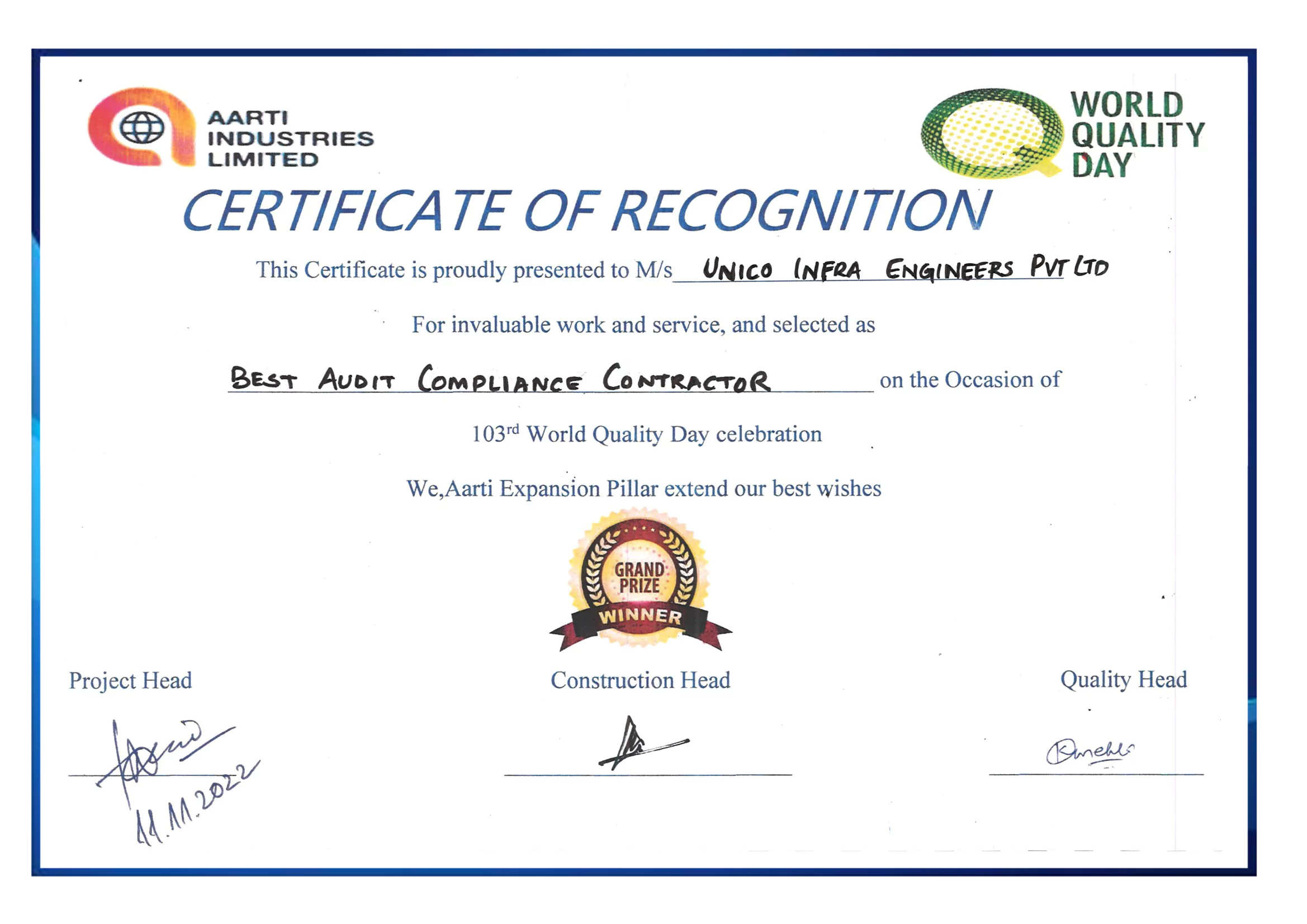 Certificate of Appreciation Arti